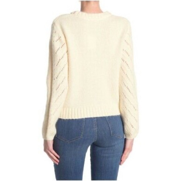 New from Nordstrom Elodie Long Sleeve Beige Pointelle Pullover Size XL - Picture 2 of 5